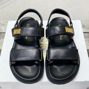 Dior Black Sandals with Gold Accents